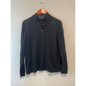 Mario Gilberti Black 1/4 Zip Merino Wool Sweater
